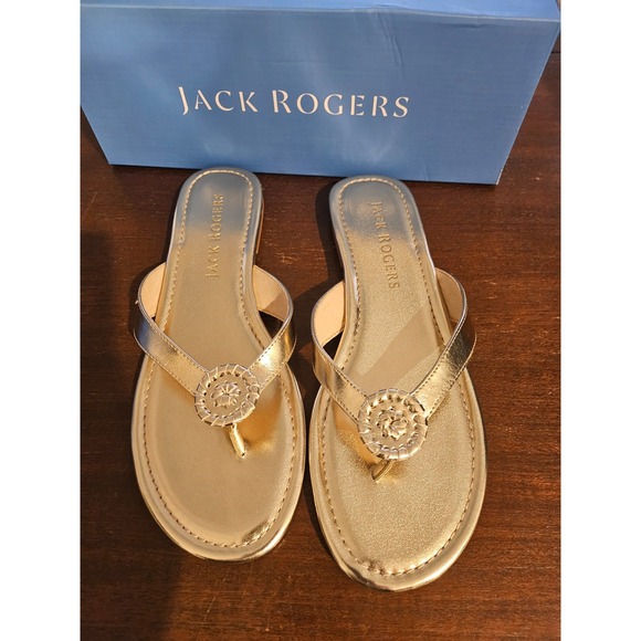 Jack Rogers Rowan Flip Flop Thong Toe Sandal Rondelle Ornament Platinum Size 10M - Picture 4 of 10